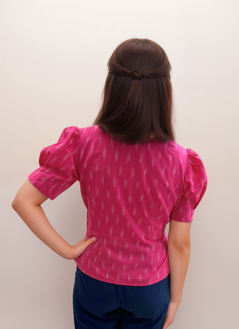 Ikat Cotton Asymmetrical Wrap Top