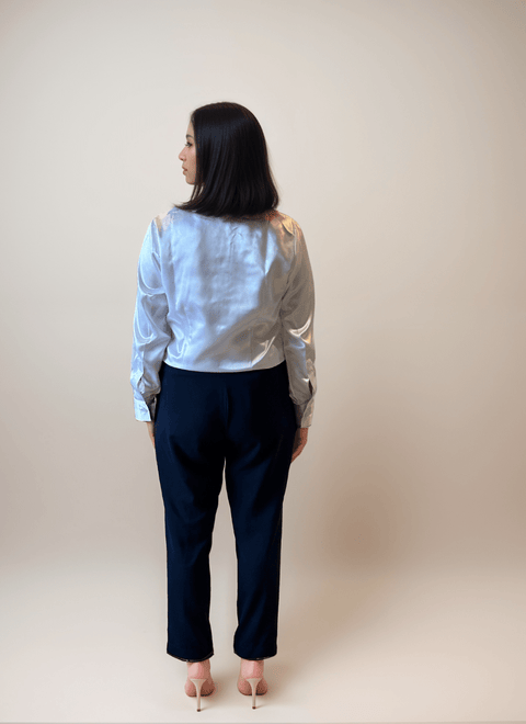 Ivory Satin button down shirt