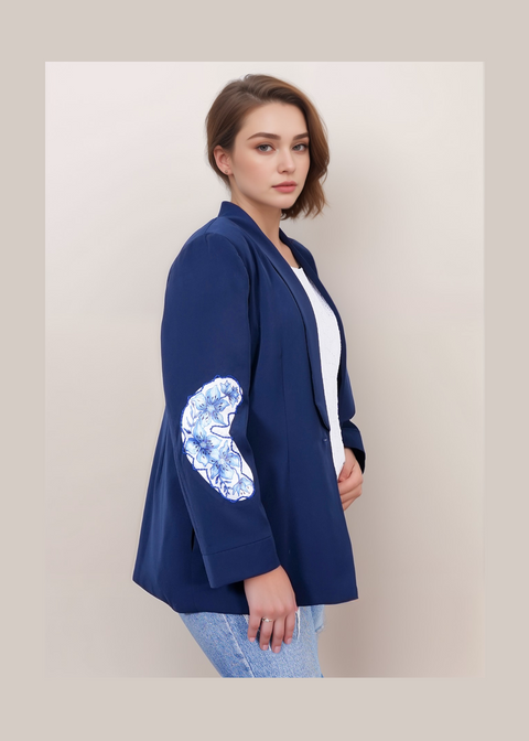 Midnight Indigo Hand-Painted Sleeve Jacke