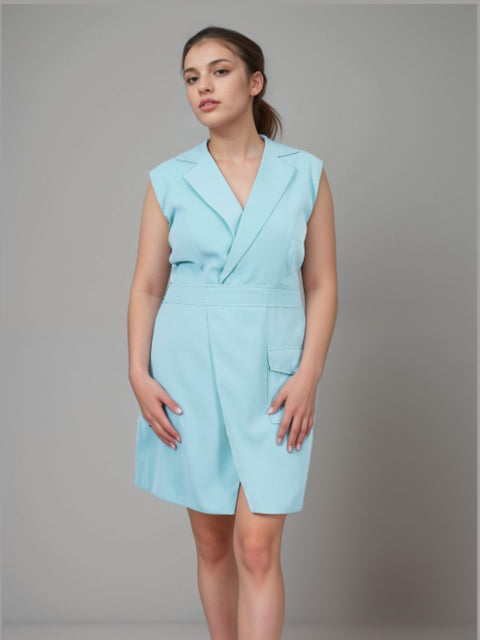 Mint Green Overlap Straight Fit Dress
