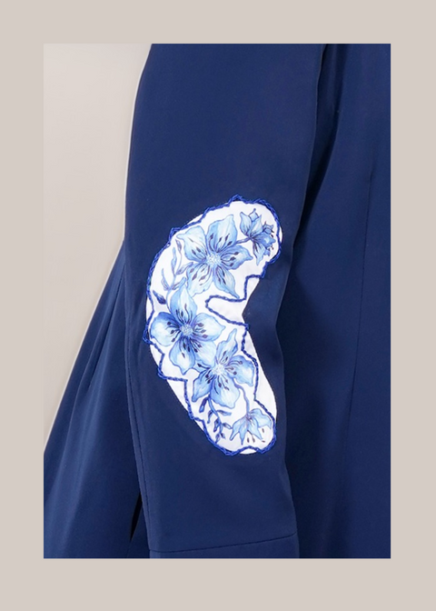 Midnight Indigo Hand-Painted Sleeve Jacke