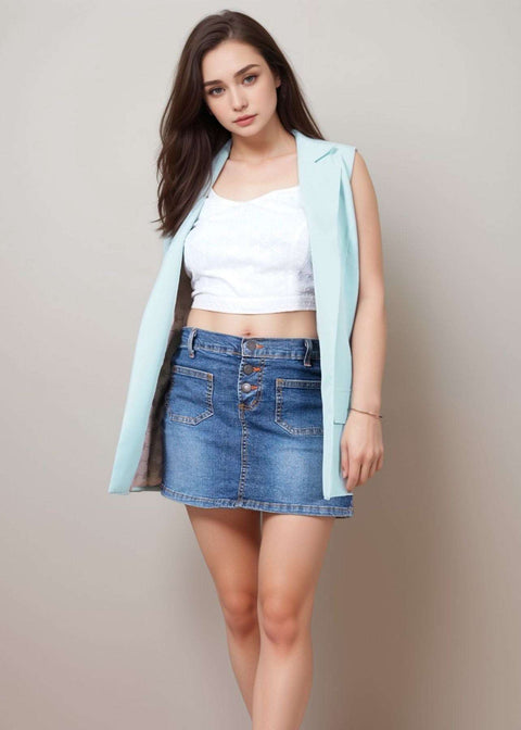 Mint green sleeveless jacket