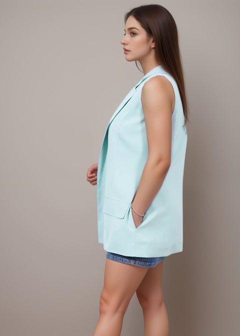 Mint Green Sleeveless Layering Jacket