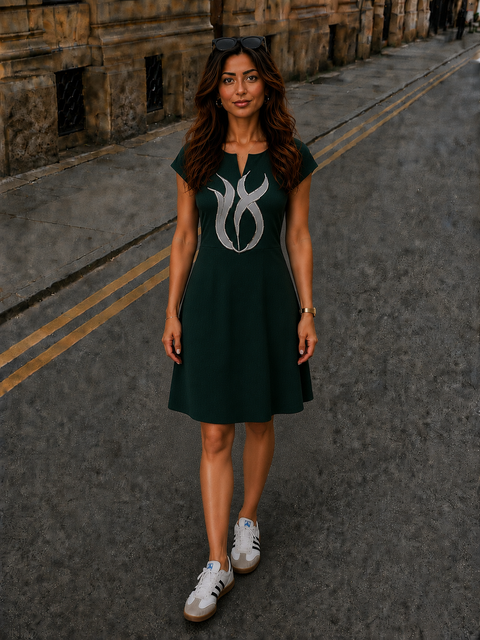GREEN A-LINE DRESS