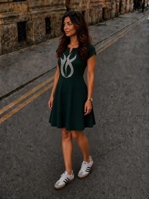 GREEN A-LINE DRESS