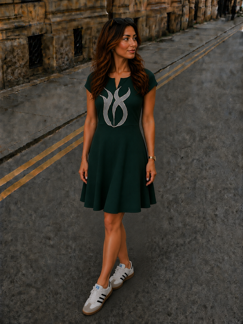 GREEN A-LINE DRESS