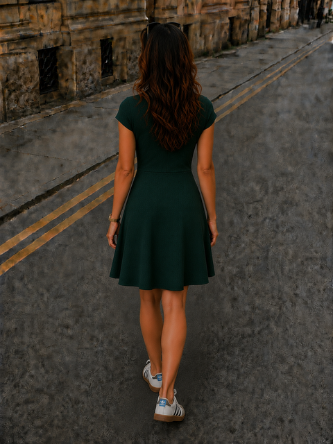 GREEN A-LINE DRESS