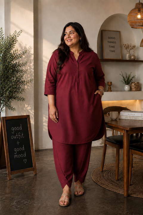 Burgundy Co-Ord Kurta Set
