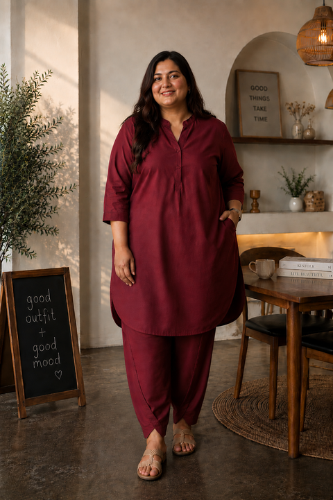 Burgundy Co-Ord Kurta Set