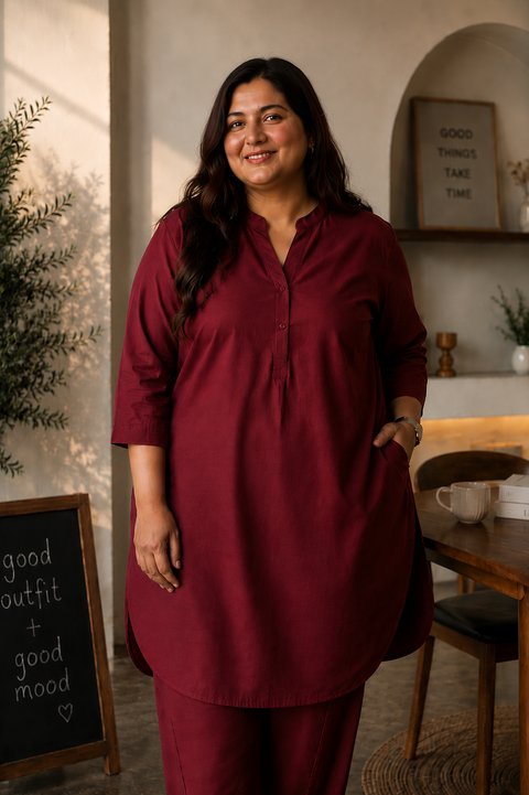 Burgundy Co-Ord Kurta Set