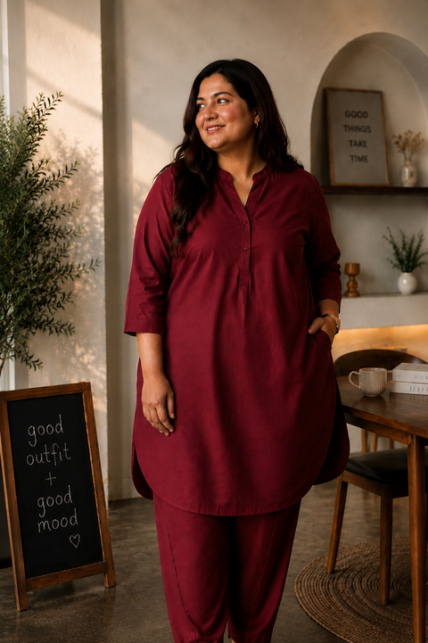 Burgundy Co-Ord Kurta Set