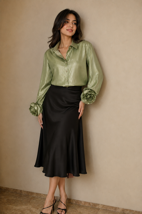 GREEN ROSETTE SHIRT