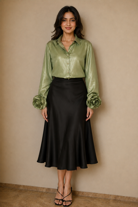 GREEN ROSETTE SHIRT