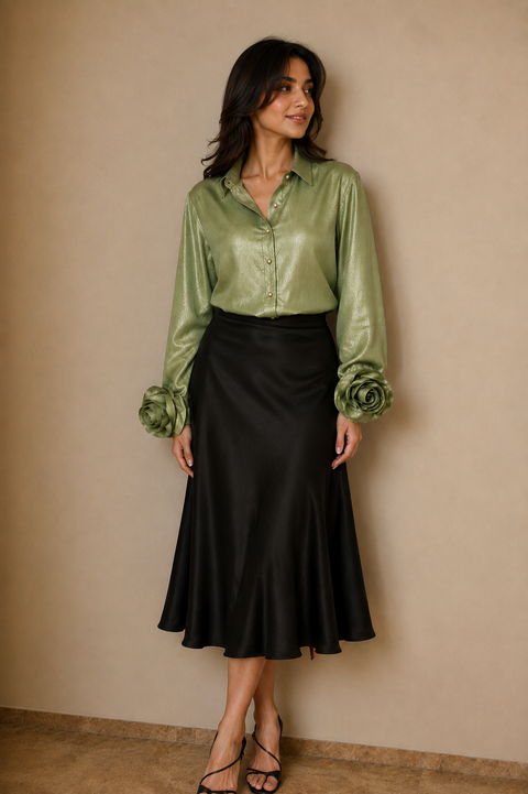 GREEN ROSETTE SHIRT