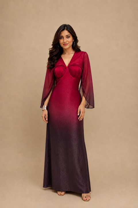 WINE SHADED DRESS