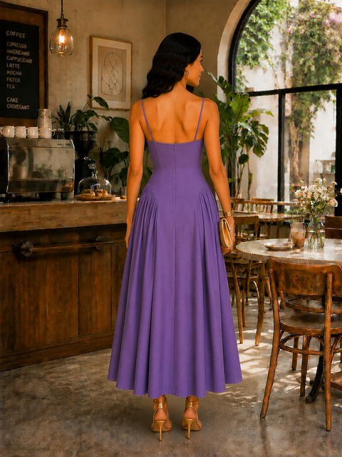 LAVENDER BLOOM LINEN DRESS