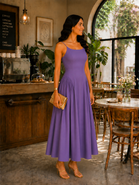 LAVENDER BLOOM LINEN DRESS