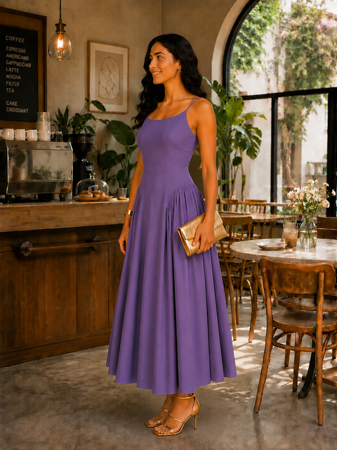 LAVENDER BLOOM LINEN DRESS