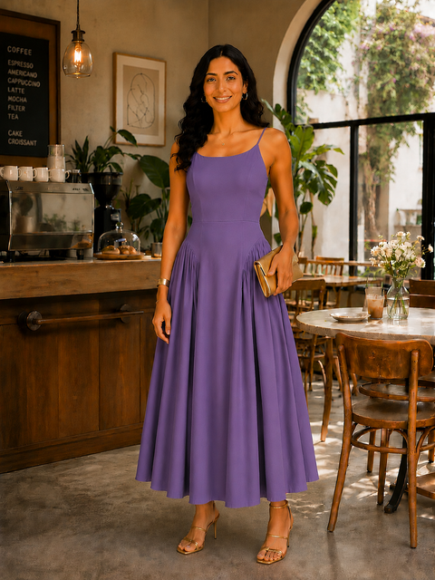 LAVENDER BLOOM LINEN DRESS