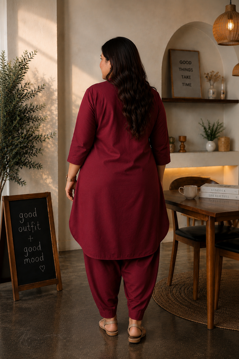 Burgundy Co-Ord Kurta Set