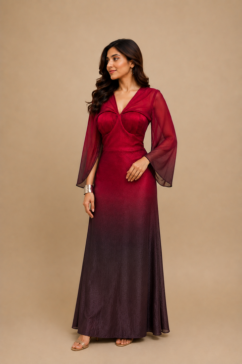 WINE SHADED DRESS