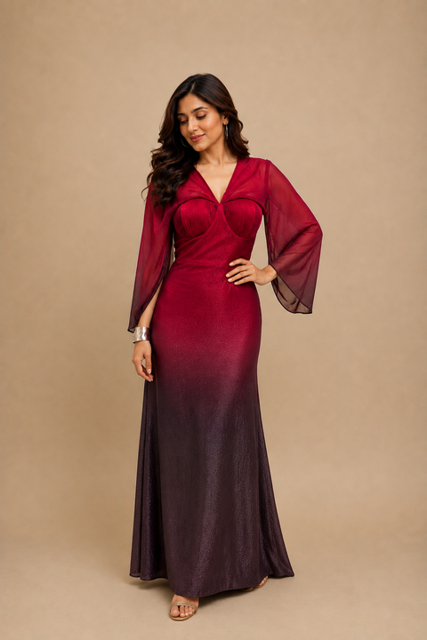 WINE SHADED DRESS