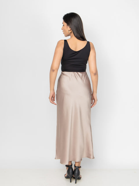 CHAMPAGNE SATIN FLUID SKIRT