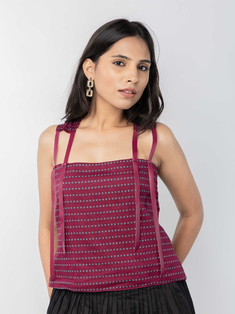 Maroon Polka Dot Top