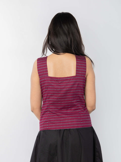 Maroon Polka Dot Top