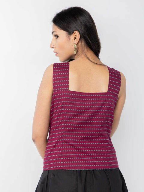 Maroon Polka Dot Top