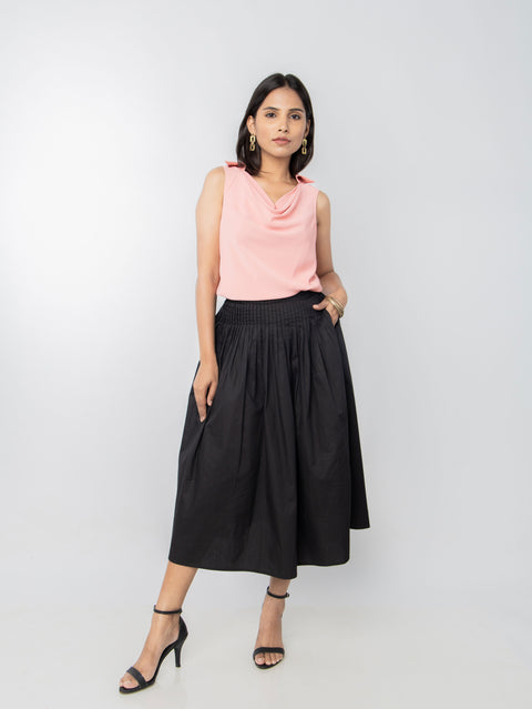 PEACH COWL COLLAR TOP