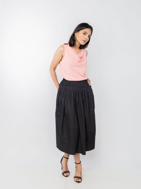PEACH COWL COLLAR TOP