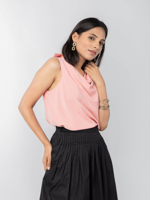 PEACH COWL COLLAR TOP