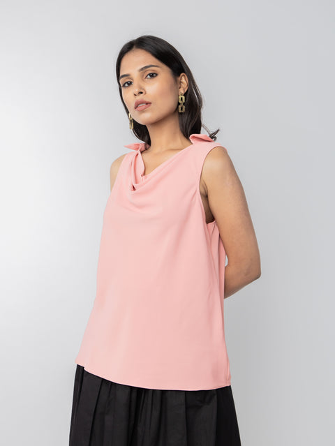 PEACH COWL COLLAR TOP