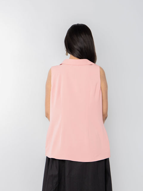 PEACH COWL COLLAR TOP