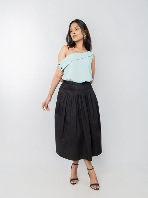 GREEN ONE SHOULDER TOP