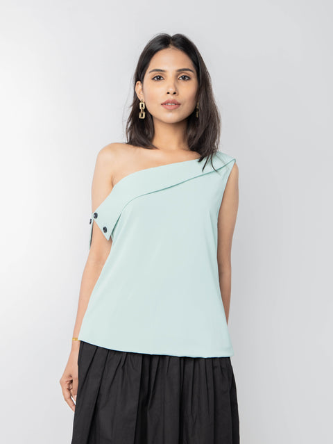 GREEN ONE SHOULDER TOP
