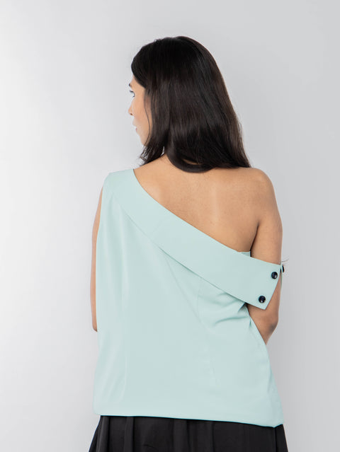 GREEN ONE SHOULDER TOP