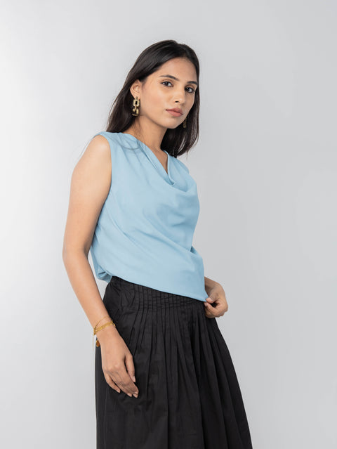 BLUE GATHERD TOP