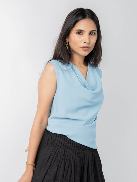 BLUE GATHERD TOP
