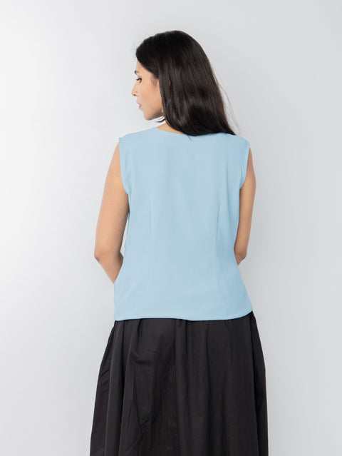 BLUE GATHERD TOP