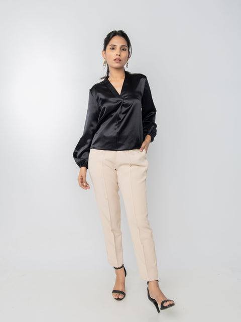 BLACK SATIN TOP