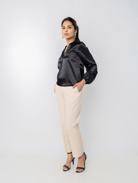 BLACK SATIN TOP