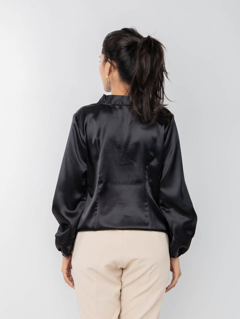 BLACK SATIN TOP