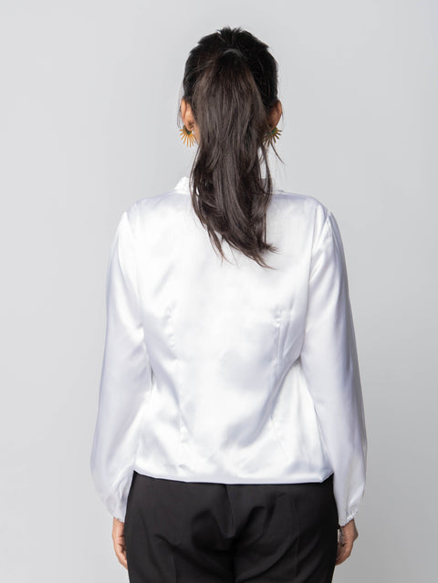WHITE SATIN TOP