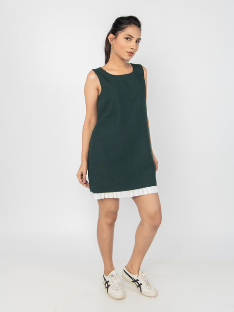 GREEN LINEN SHIFT DRESS