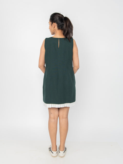 GREEN LINEN SHIFT DRESS