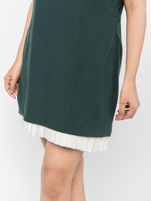 GREEN LINEN SHIFT DRESS