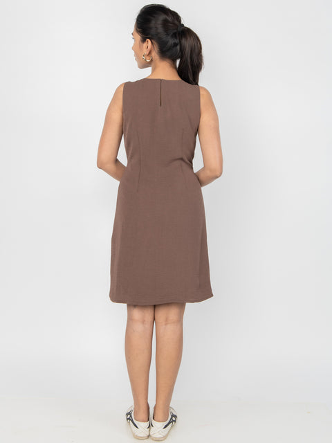 CAMEL ASYMMETRIC MINI DRESS