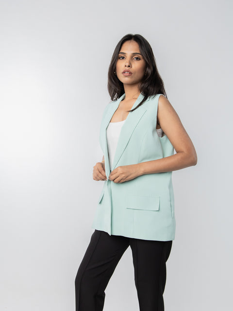 MINT GREEN SLEEVELESS JACKET